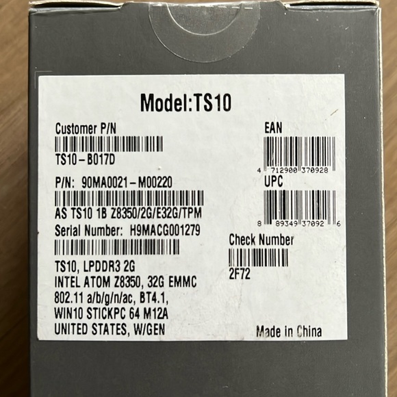 ASUS Vivo Stick PC TS10 Intel Atom Quad Core 2GB RAM 32GB - Picture 3 of 8